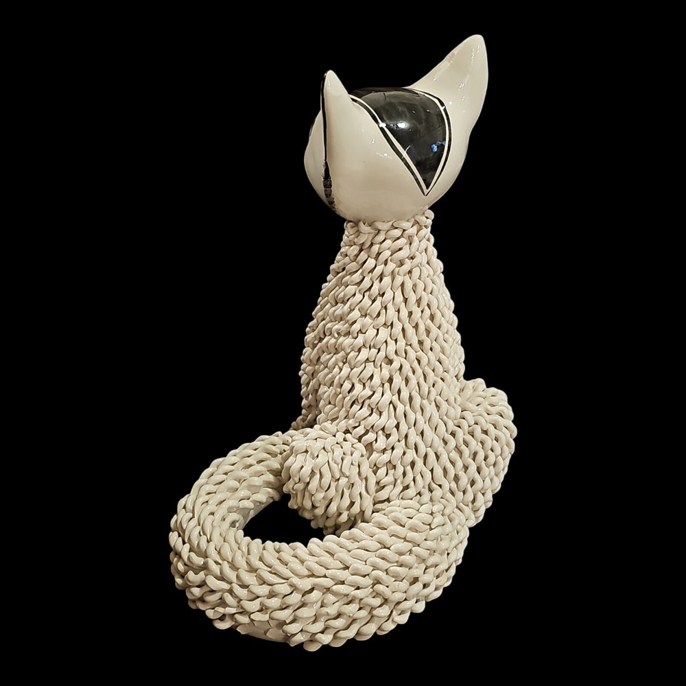 Rare 1950s Gatto, Mid-Century Italian Ceramic Cat Sculpture Spaghetti Pottery - Picture 14 of 16
